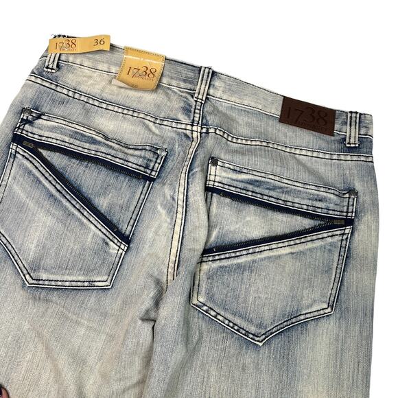 1738 Dynasty Straight Leg Jeans Mid-Rise Acid Wash Denim NWT Mens 36x34 - Picture 4 of 6